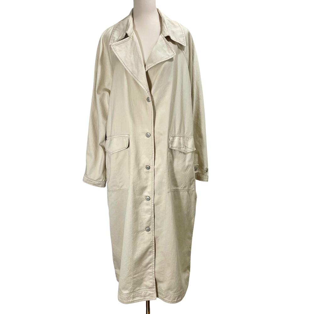 Free People We The Free Perry Military Coat Khaki Trench Jacket Women's Large - Picture 2 of 16
